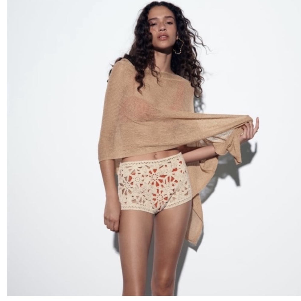 Zara Ecru Crochet Shorts - Picture 16 of 16